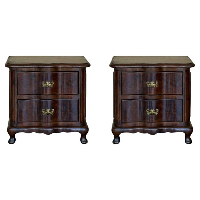 Late 19th Century Pair French Solid Walnut Night Stands with two drawers For Sale - Image 15 of 18