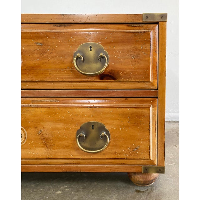 Wood Vintage Henredon Two Drawer Campaign Chest For Sale - Image 7 of 11