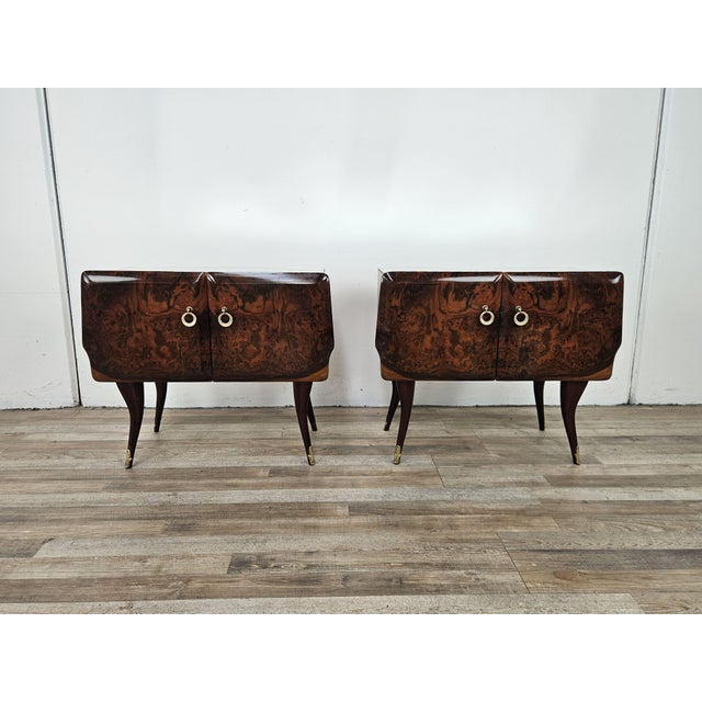 Mid-Century Mahogany Nightstands with Mirrored Top, 1950, Set of 2 For Sale - Image 16 of 16
