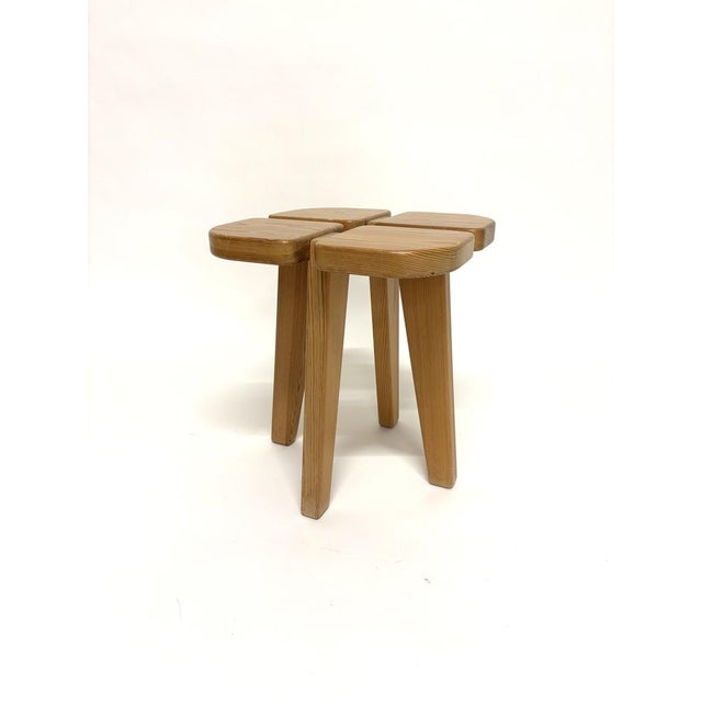 Rustic pine stool model Apila attributed to Lisa Johansson-Pape, Finland, 1970s. This piece is attributed to the mentioned...