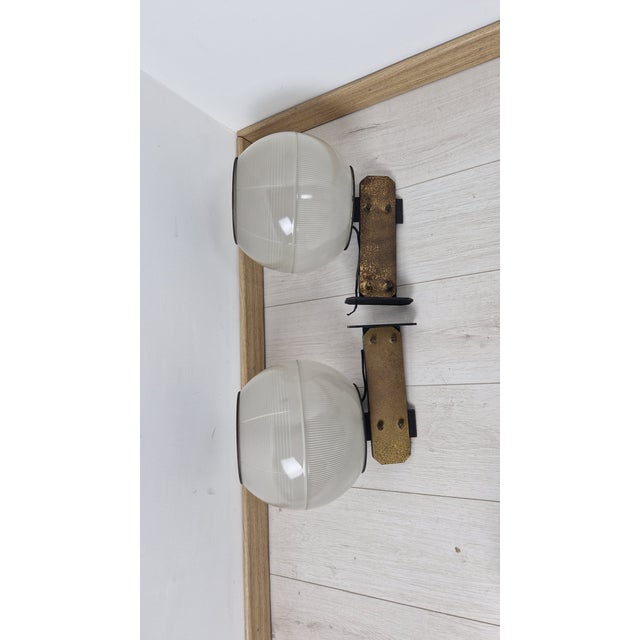 Feltre Brass Wall Lamps with Fresnel Glass for Greco, 1950s, Set of 2 For Sale - Image 11 of 18