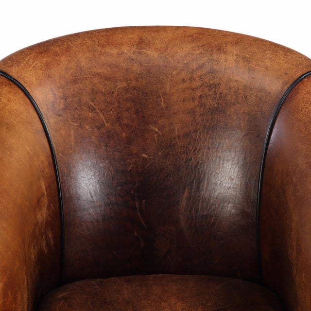 Dutch Art Deco Style Leather Club Chair, C. 1960. For Sale In Philadelphia - Image 6 of 8