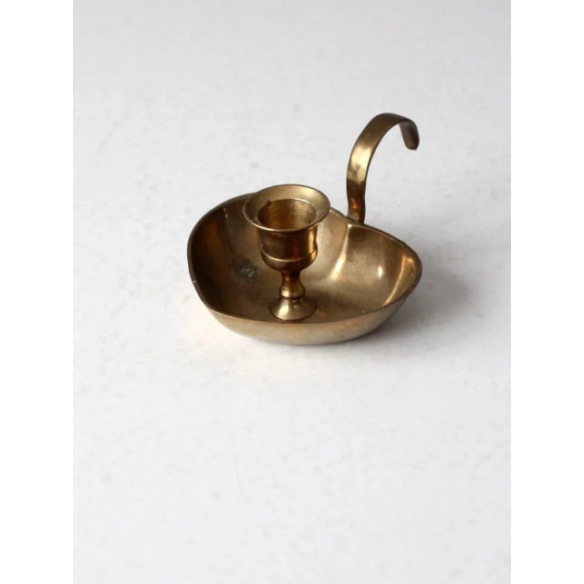 Brass Vintage Brass Heart Shaped Candlestick Holder For Sale - Image 8 of 11