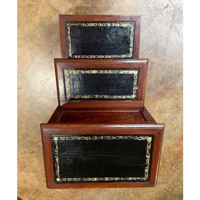 Library Stair Steps of Mahogany and Leather in the Regency Style From England For Sale In Austin - Image 6 of 9