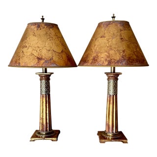 Stiffel Brass Gold Leafed Table Lamps - a Pair For Sale