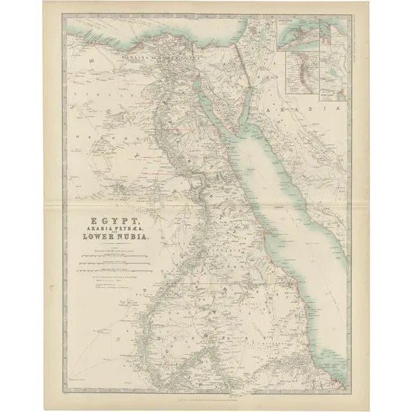 Antique Map of Egypt by Johnston, 1909 For Sale - Image 6 of 6