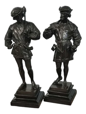 Late 19th Century Antique Bronzes of Standing Turks, Signed Guillot - a Pair