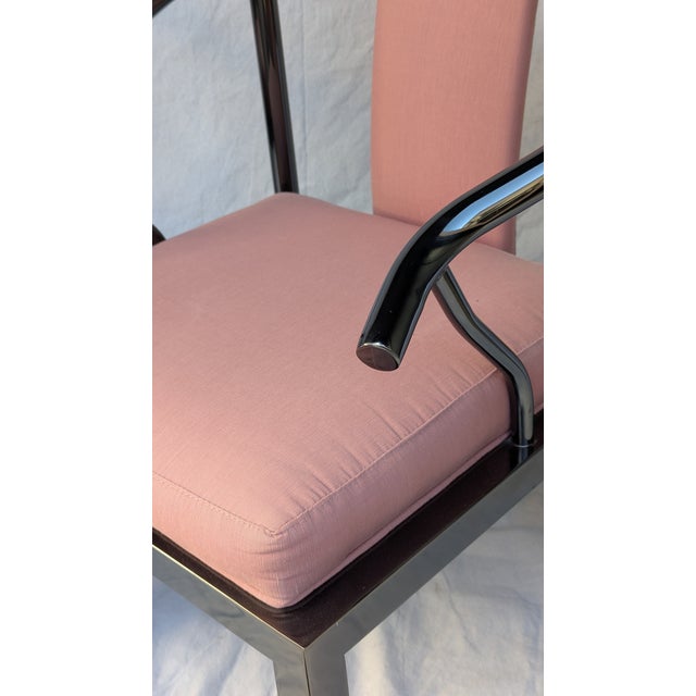 Metal Pair of 1985 Design Institute of America Chrome Ming Armchairs on Casters For Sale - Image 7 of 12