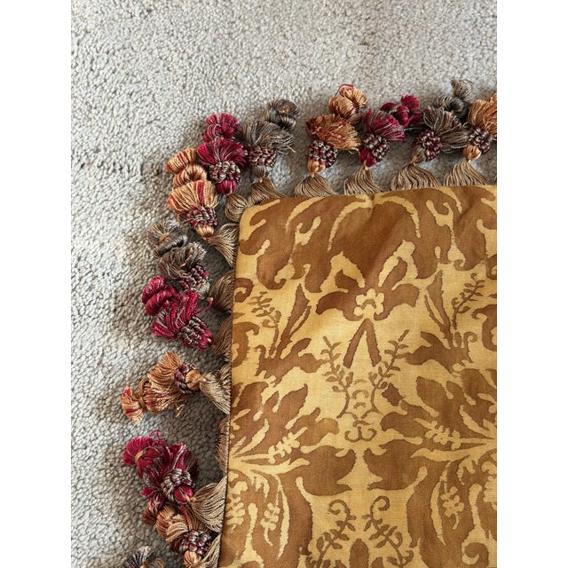 VTG Fortuney Silk Pillow Case With Fringe For Sale In San Francisco - Image 6 of 10