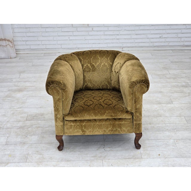 Danish Relax Chair in Velour and Beech, 1950s For Sale - Image 4 of 18