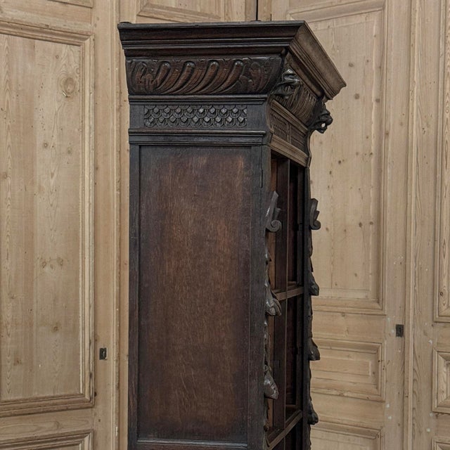 19th Century Renaissance Revival Carved Oak Barrister's Bookcase For Sale - Image 12 of 18