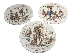 Antique Late 19th Century Sarreguemines Plates - Set of 3