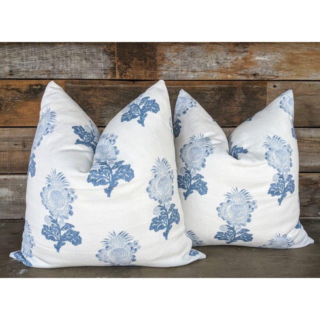 Aldith by Thibaut Block Print in Blue Pillow Covers a Pair Chairish
