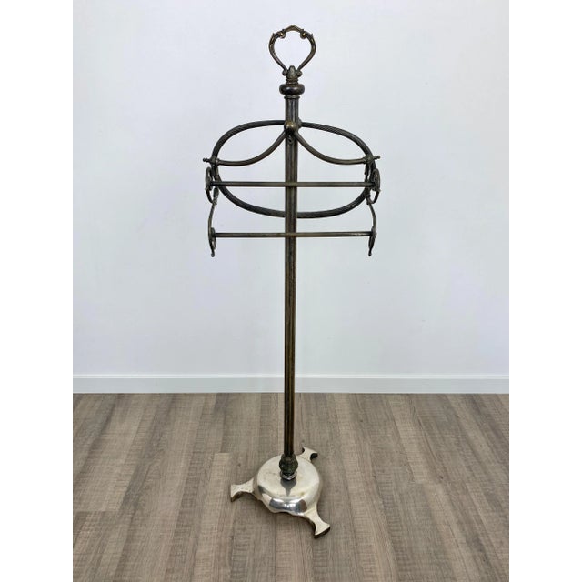 Mid-Century Italian Towel Floor Holder Rack in Solid Silver Brass, 1950s For Sale - Image 4 of 14