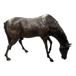 Bronze Grazing Horse Garden Sculpture For Sale