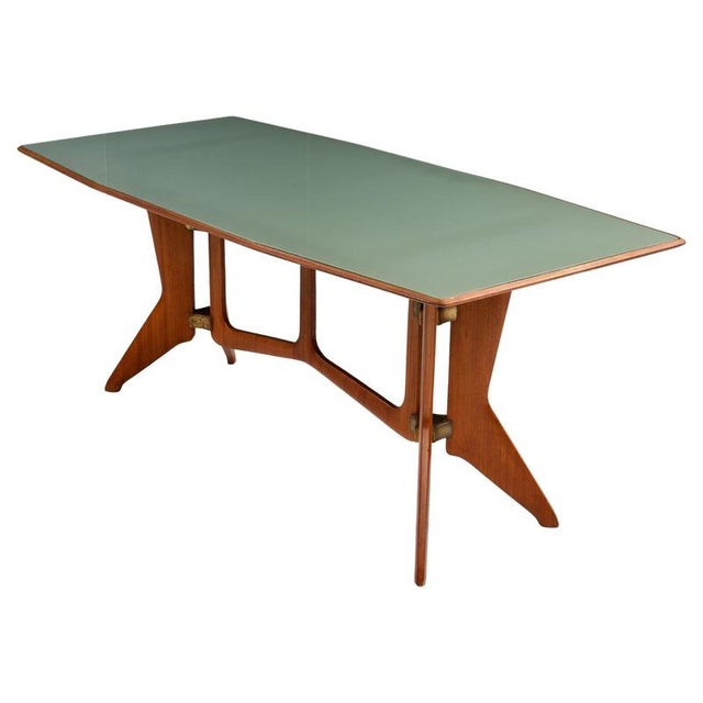 Dining Table in Walnut with Glass and Brass from Ariberto Colombo, 1950s For Sale - Image 15 of 15