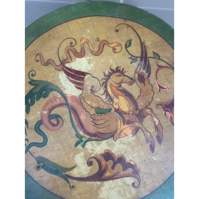 Green Regency Green and Gold Painted Flip-Top Side Table With Allegorical Pegasus Motif For Sale - Image 8 of 14