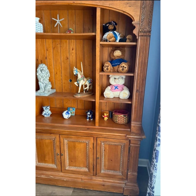 Brown Ethan Allen Large Wooden Bookcase Wall Unit For Sale - Image 8 of 9