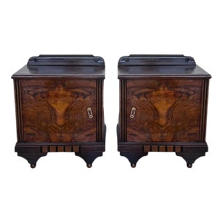 Pair of Art Deco Side Cabinets or Nightstands With Ebonized Base For Sale