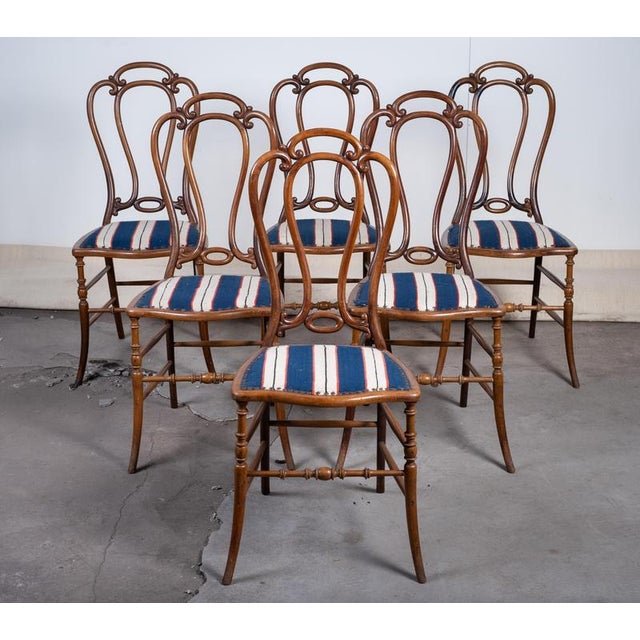 Set of six Art Nouveau café chairs crafted in beechwood by W. Giessing, originating from a historic manor. The chairs...