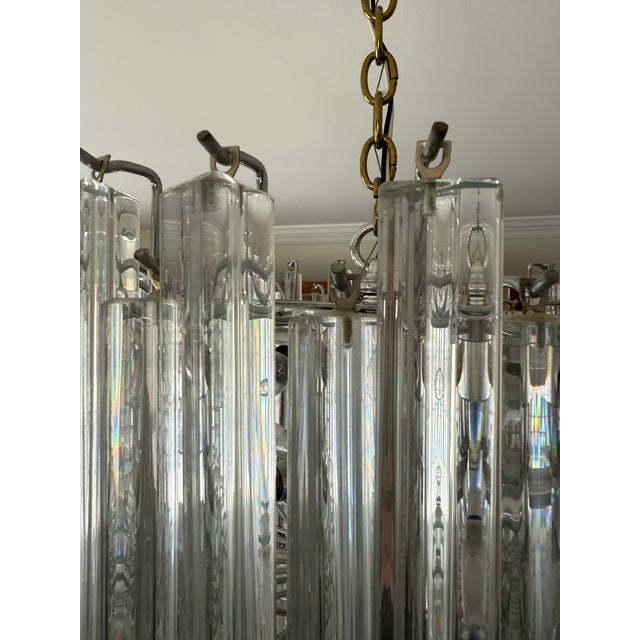 Vintage Murano Glass Clear Chandelier in the Style of Venini Triedri For Sale - Image 13 of 18