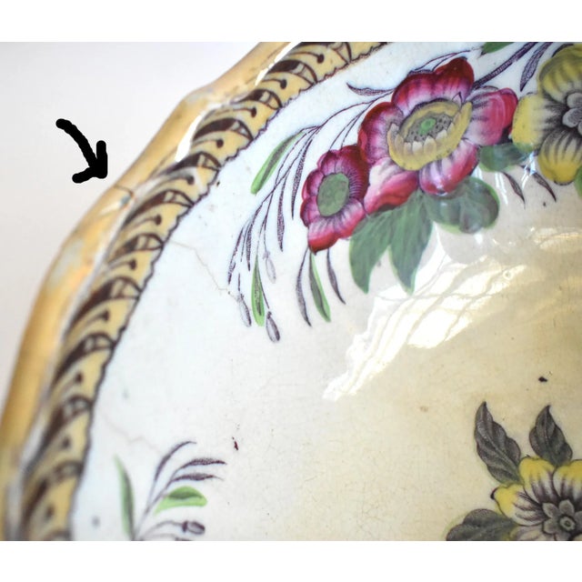 White Antique 19th-Century Polychrome Staffordshire Transferware Footed Punch Bowl For Sale - Image 8 of 10