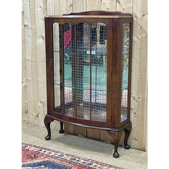 English Walnut Display Cabinet, 1950s For Sale - Image 9 of 12