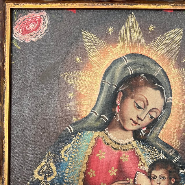 Mid 20th Century Cuzco School Painting of the Nursing Madonna For Sale - Image 4 of 8