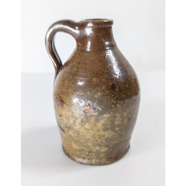 Brown 19th Century Rustic American New England Redware Miniature Ovoid Jug For Sale - Image 8 of 17