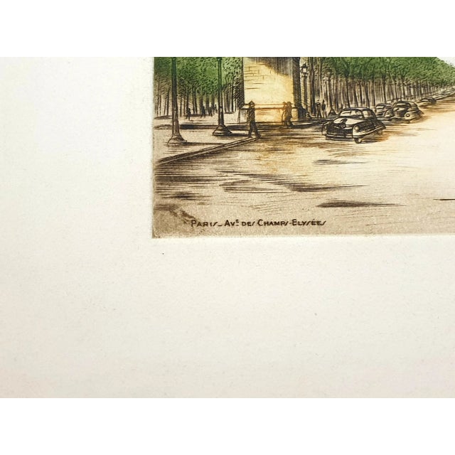 Champs Elysées Etching by Dufza, Paris, 1940 For Sale - Image 4 of 7