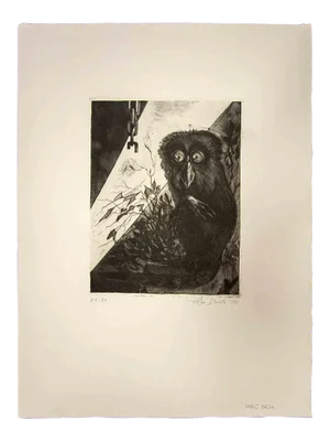 Leo Guida, The Owl, Original Etching, 1972