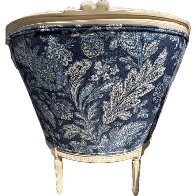Blue Custom Louis XVI Style Blue Chaise Lounge in Ralph Lauren For Sale - Image 8 of 15