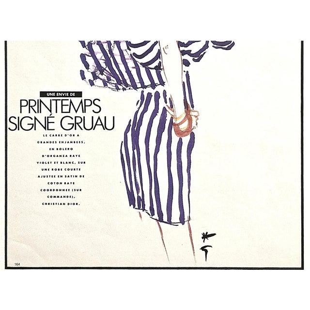 René Gruau 1991 French Vintage Fashion Print-Dior by Gruau For Sale - Image 4 of 4