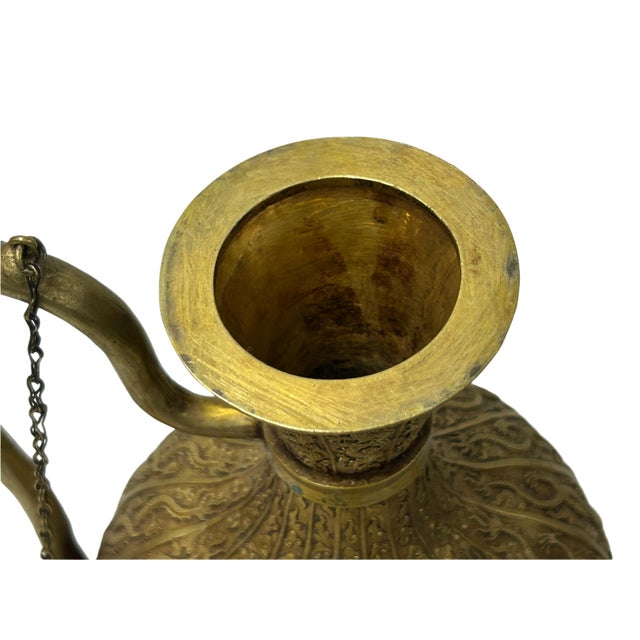 Handmade Artistic Brass Metal Color Wine Jar Shape Display Figure For Sale - Image 13 of 17