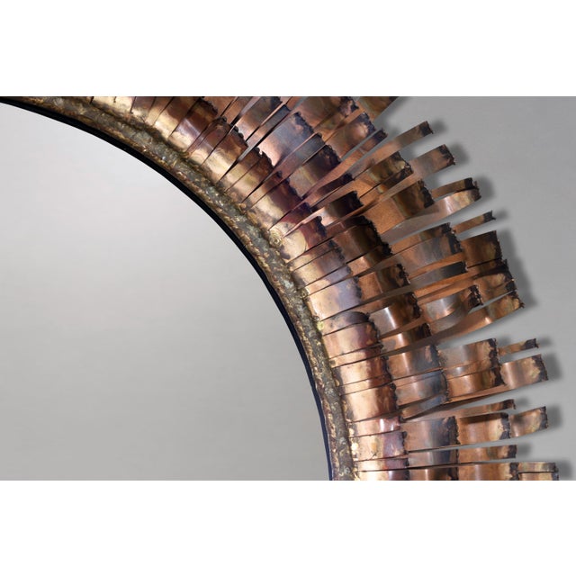 1970s Mid-Century Modern Brutalist Eyelash Copper Mirror by Curtis Jere, Signe For Sale - Image 5 of 14
