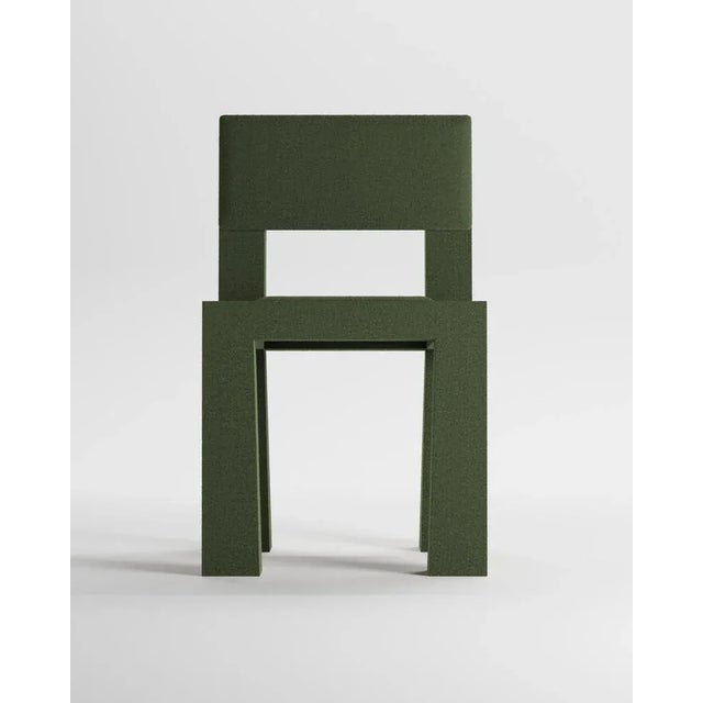 Contemporary Modern Raw Chair in Green Bouclé from Collector For Sale - Image 3 of 6
