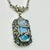 1920s Antique Art Deco Art Nouveau Blue Glass & Silver Tone Pendant Necklace, 14.5”. For Sale - Image 12 of 12