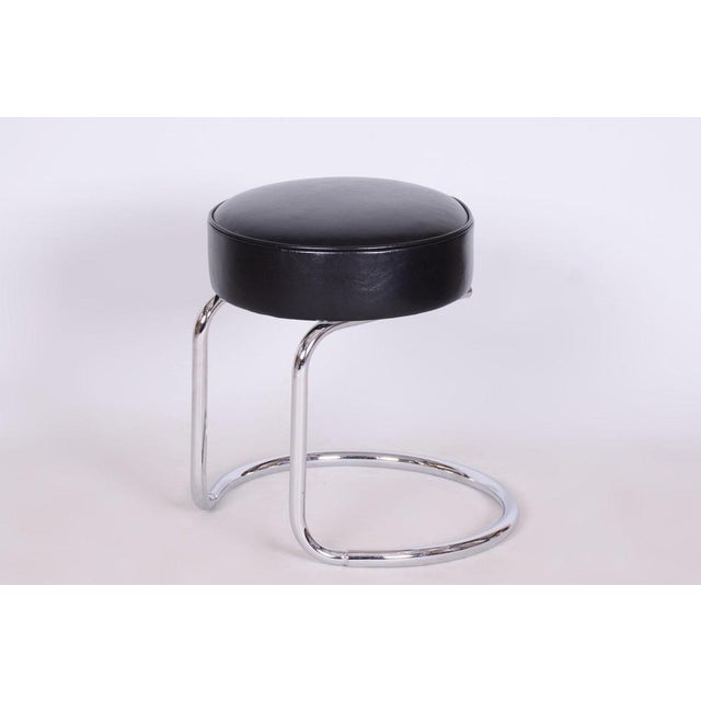 Bauhaus Stool in Chrome-Plated Steel and Leather, 1950s For Sale - Image 10 of 11