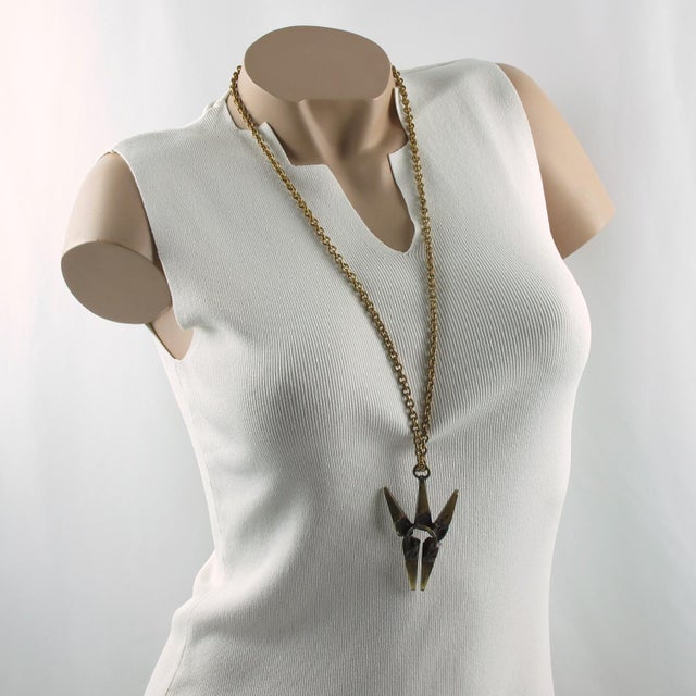 This impressive, sculptural, and brutalist bronze pendant necklace was designed by French sculptor and painter Henri...
