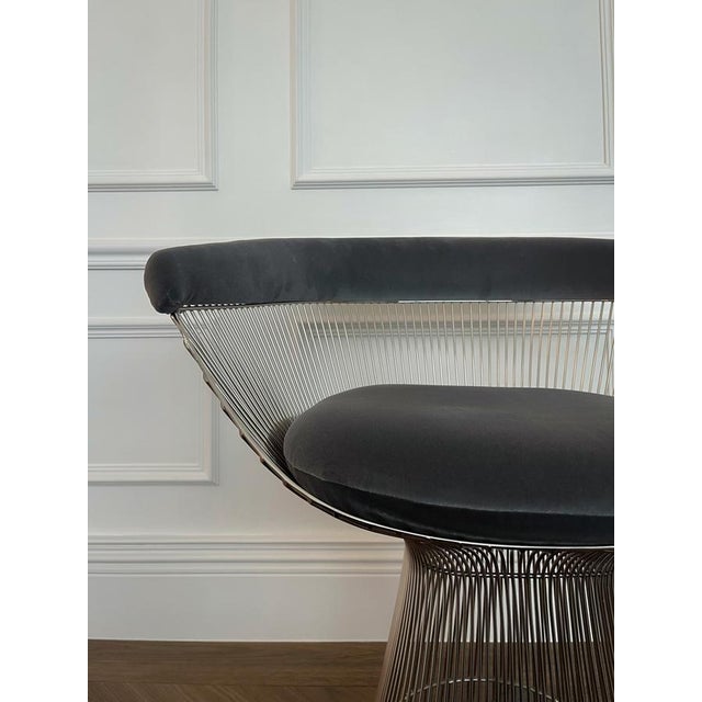 Platner Armchairs in Steel and Velvet by Warren Platner for Knoll, USA, 1960s, Set of 4 For Sale - Image 9 of 18