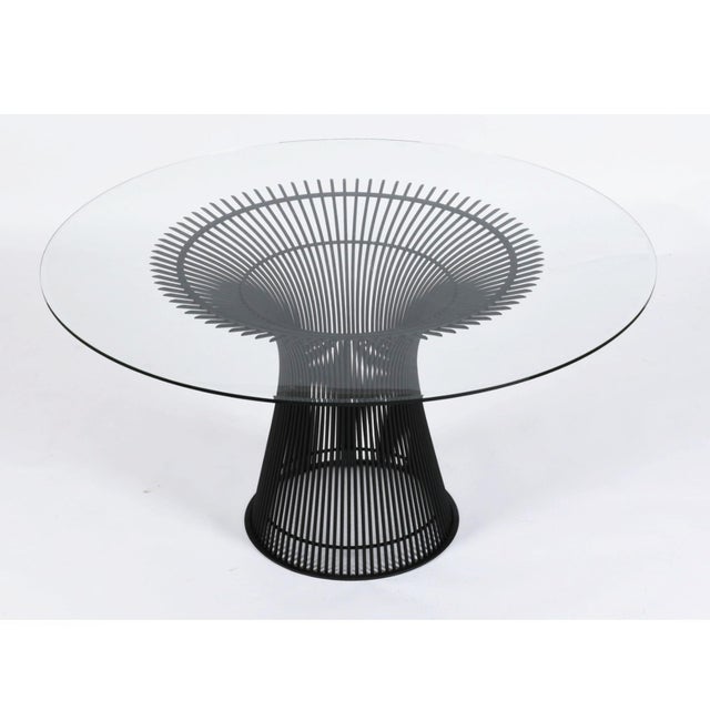 1980s Attributed Warren Platner for Knoll Pedestal Dining Table With New 54 Round Glass For Sale - Image 5 of 13