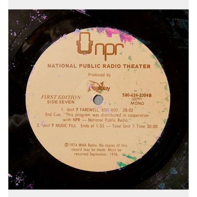 William Weege (b. 1935). American Pop Art Artist. Colorful mixed media on a vintage vinyl LP record Hand signed and dated...