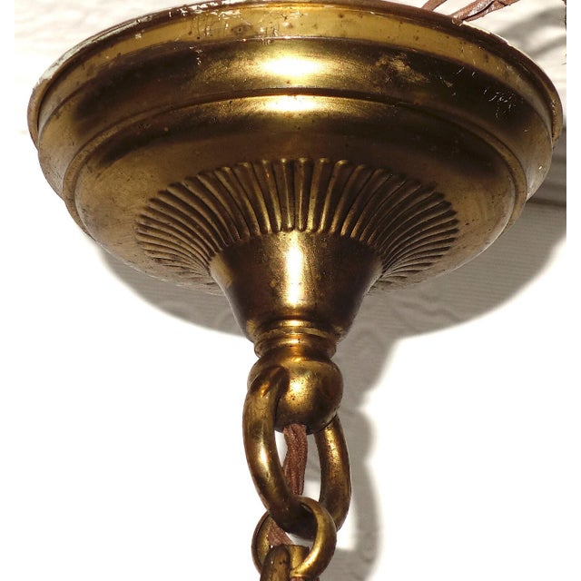 Art Deco French Brass and Glass Five-Light Chandelier, 1940s For Sale - Image 11 of 13