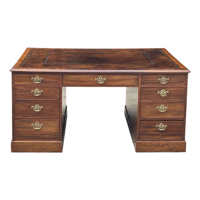 Large 18th Century George III Mahogany Partners Desk, 1790 For Sale