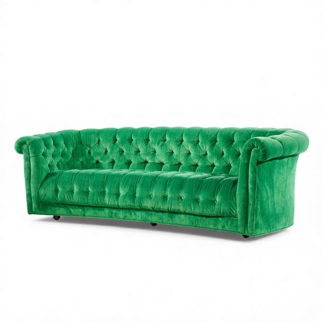 Mid-Century Modern Mid Century Green Chesterfield Sofa For Sale - Image 3 of 9