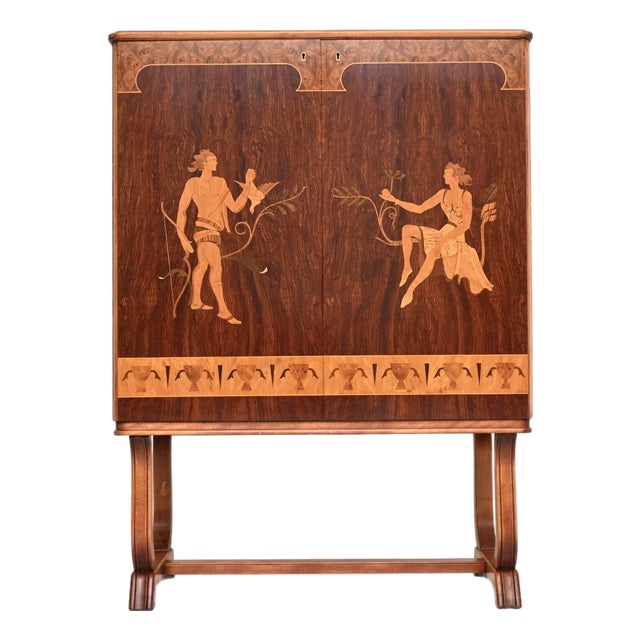 Swedish Art Deco Inlaid Drinks Cabinet, 1930 For Sale