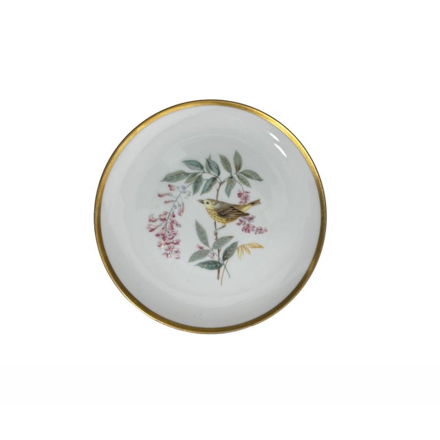 Hutschenreuther China Vintage Hutschenreuther Selb Bavaria Audubon Bird Porcelain Dessert Plates – Set of 4, 24k Gold Rim For Sale - Image 4 of 6