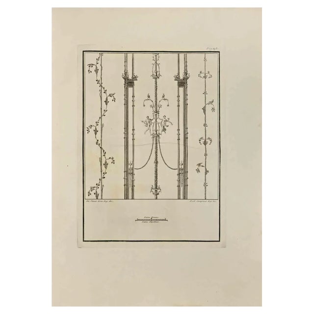 Ferdinando Campana, Decorative Roman Fresco, Etching, 18th Century For Sale