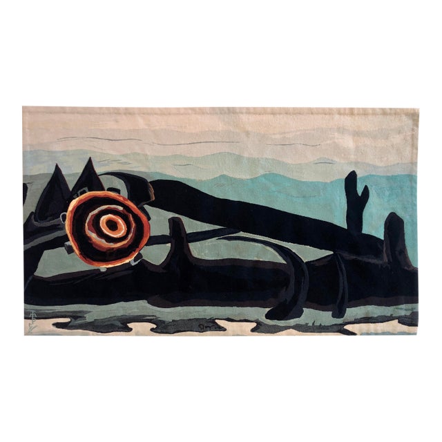 Early 20th Century (after) Arthur Dove, Handmade Wool Tapestry Abstract American Modernist Arthur Dove Aubusson Style For Sale