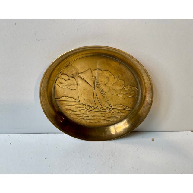 Gold Bronze Maritime Sailboat Dish from Ægte Ildfast, 1930s For Sale - Image 8 of 8